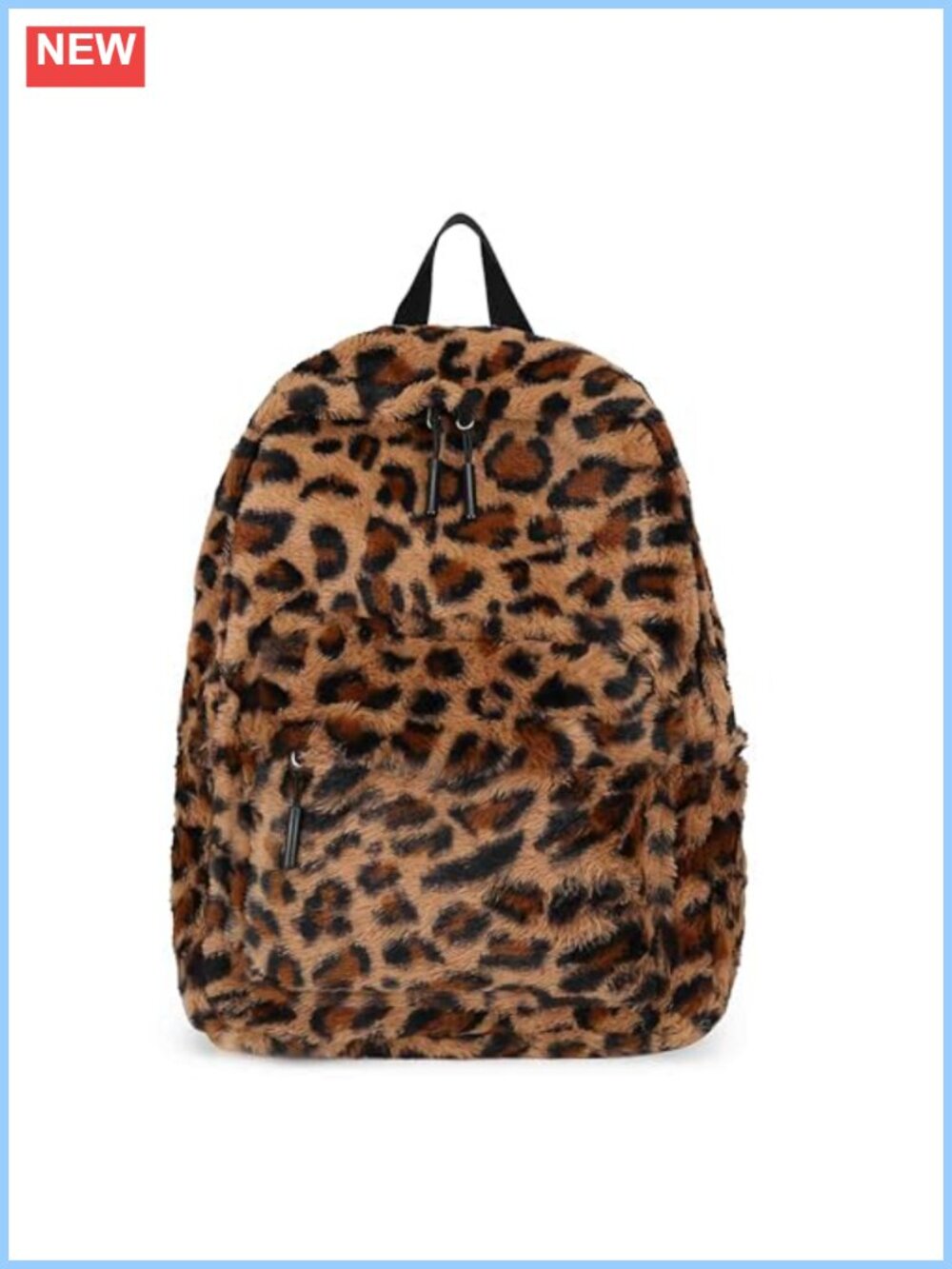 Fluffy Cheetah Print Plush Backpack Y2K 14 Inch Book Bag